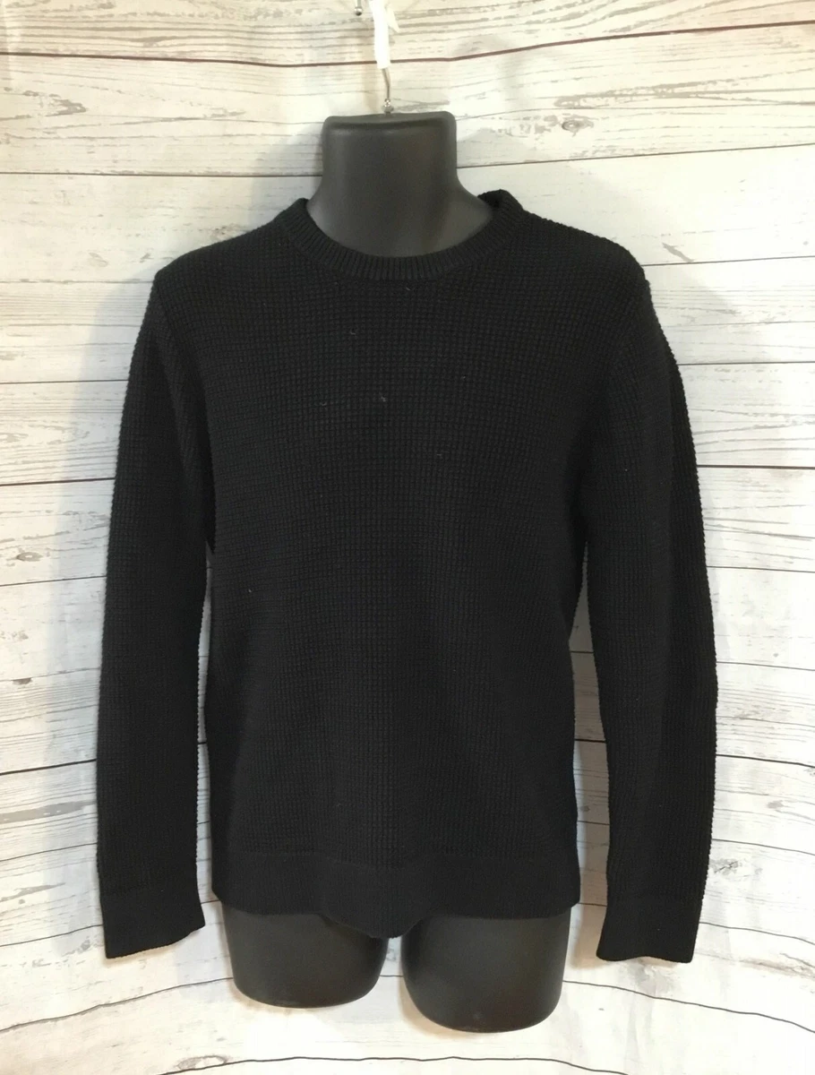 H&M Men\'s Black Textured Knit Jumper Sweater Cotton Blend Size M | eBay