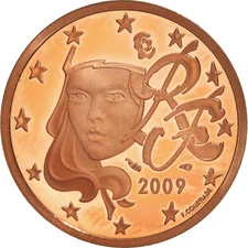 [#184176] France, 5 Euro Cent, 2009, Paris, BE, MS(65-70), Copper Plated Steel, 