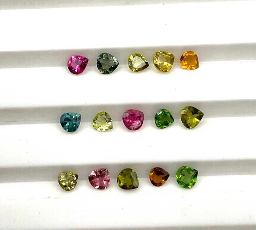 Natural Multi Tourmaline Heart Cut Loose Gemstone Lot 68 Pcs 3 MM 5 CT - Picture 3 of 5
