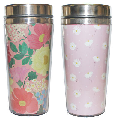 Floral Travel Mug Edelstahl mit Kunststoffdeckel Muttertag 450ml - wählbar