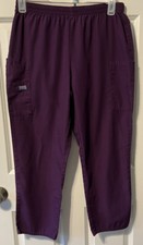 Cherokee Workwear Women  s Scrub Pants. Purple Elastic Waist. Size Med Short