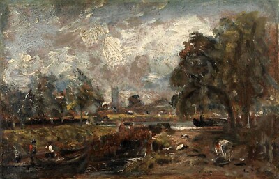 Oil painting impression village landscape Dedham-Lock-John-Constable handmade