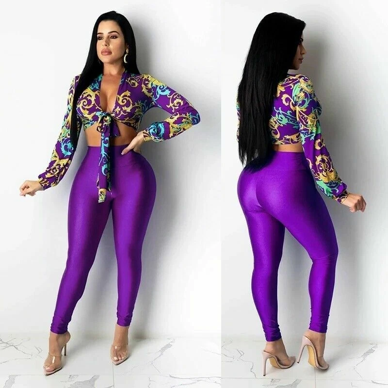 2 Pieza Vestidos de Fiesta Mujer Blusa Pantalón Leggins Elegantes