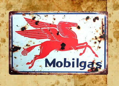 Mobil oil pegasus gas tin metal sign collectible wall art | eBay