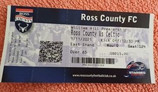 Ticket Stub 11/1/25 ~ Ross County v Celtic ~ SPL