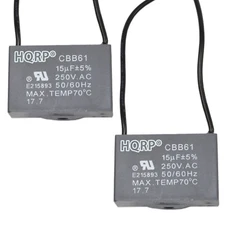 2-Pack HQRP Ceiling Fan Motor Capacitor CBB61 15uf 2-Wire