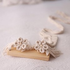 Newborn Photography Props Swing Photo Props-Wooden Macrame Seat for Baby Phot...