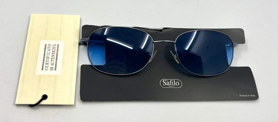 Giorgio Armani GA22 Vintage Sunglasses w/ Solid Blue Second Chance Custom Lenses - Image 2 of 4