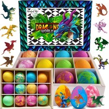 Bath Bombs for Kids with Surprise Inside - 12 Organic Bubble Bath Fizzies wit...