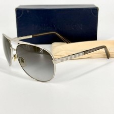 Louis Vuitton Z0304U Attitude Pilot Sunglasses Damier Silver Gray w/Case Used JP