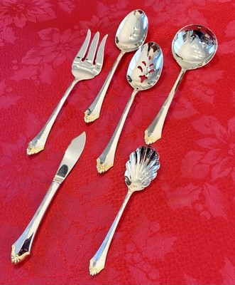 Oneida Community Hostess Serving Set Golden Kenwood 6 Piece Spoons Fork Knife