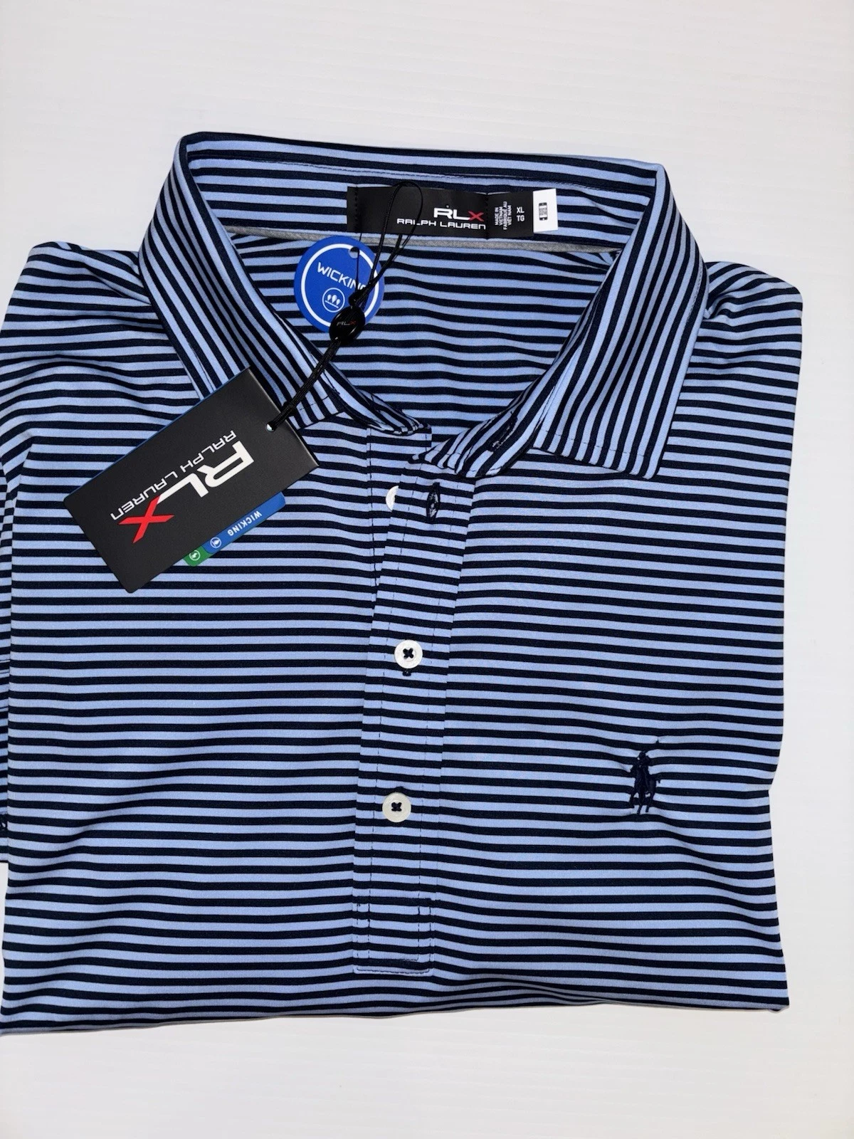 Ralph Lauren RLX Golf Performance UV Protect Men's XL Striped Polo Shirt Blue
Opens in a new window