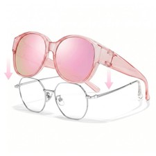 Polarized Fit Over Pink Sunglasses UV400 Folding Myopia Glasses Cover For Women