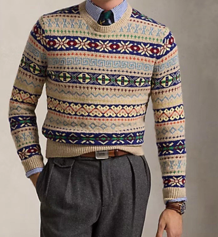 Polo Ralph Lauren Men's Fair Isle Wool Alpaca Linen Cotton Sweater Size-S NEW - Image 3 of 4