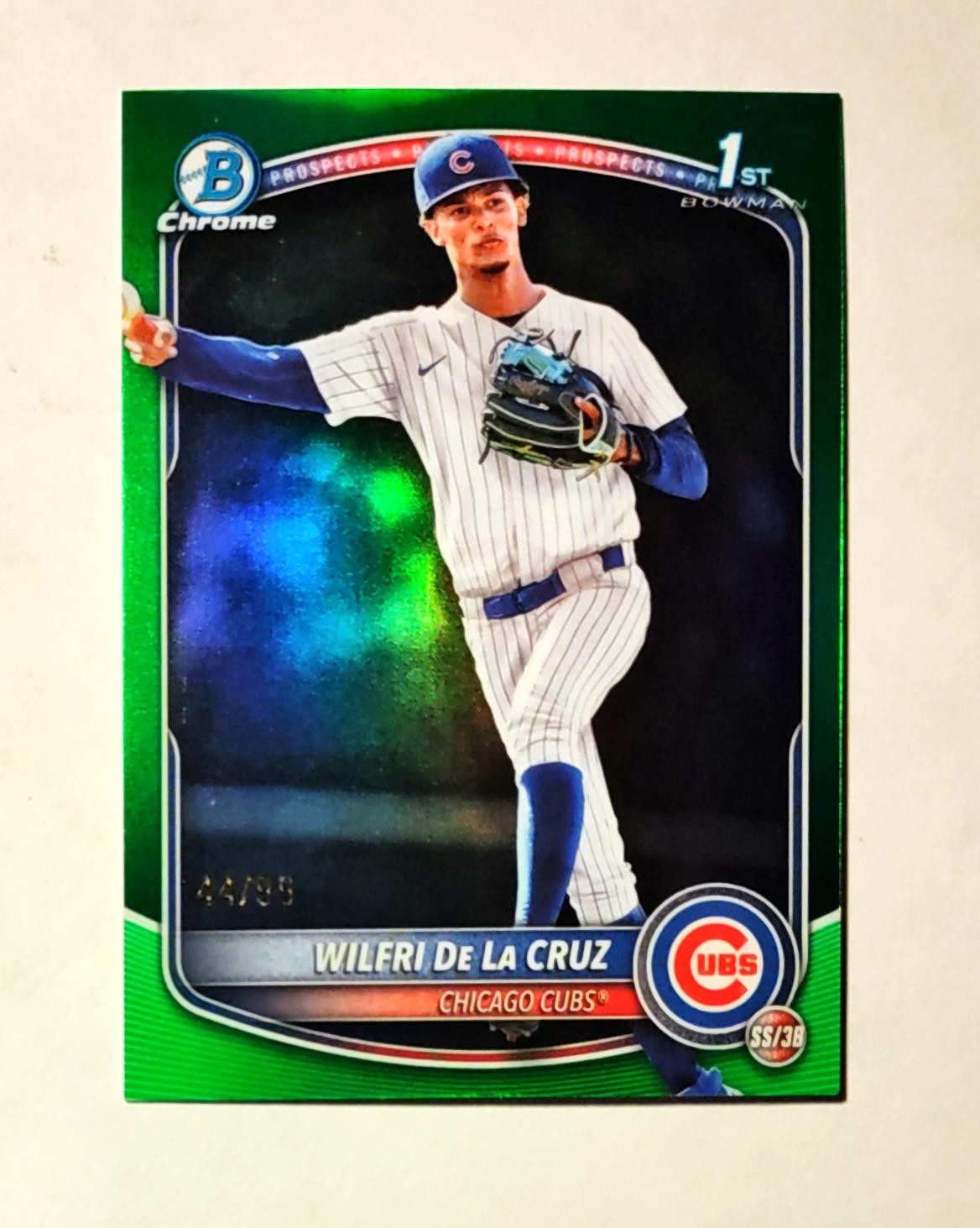 Wilfri De La Cruz 2025 1st Bowman Chrome GREEN REFRACTOR 44/99 Cubs #BCP-209 q6