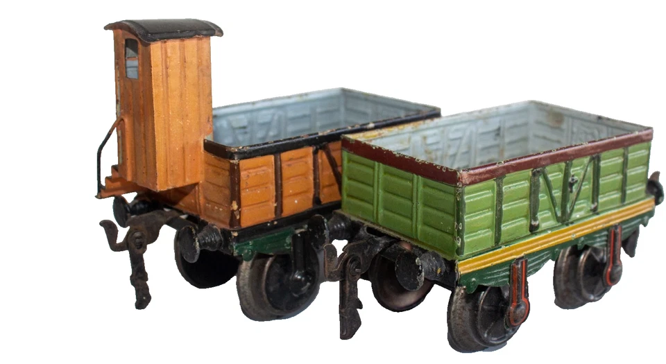 Early Version of 1900's Märklin hand painted Lot of 2 1-gauge Freight Gondolas - Image 4 of 4
