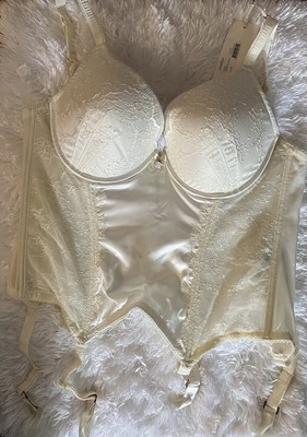 Ultraviolet Corset Bustier Merry Widow Lace Satin Off White 32DDD