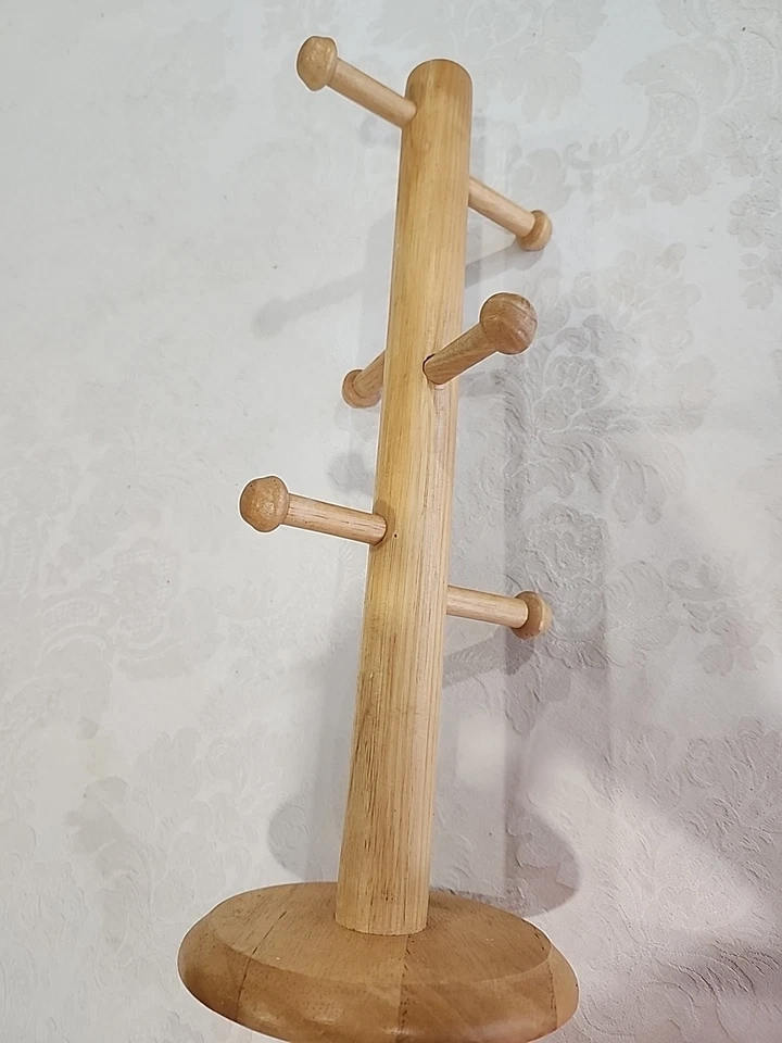 老式Kamenstein木质咖啡杯架支架收纳盒珠宝树架 — 第 4/4 张图片