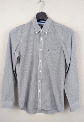 Tommy Hilfiger Hemd Herren M Slim Fit Blau Weiß Kariert Button Down BW  260600 - Bild 1 von 4