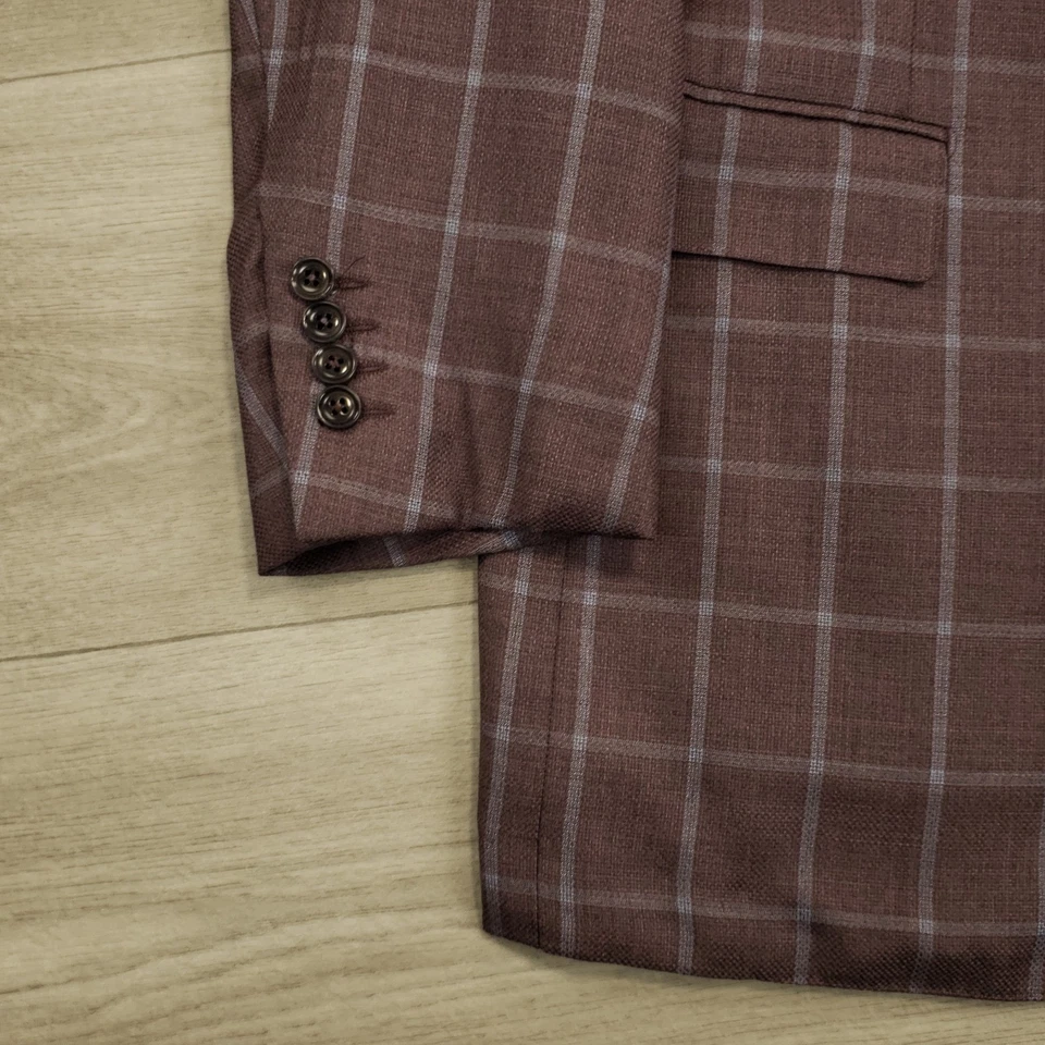 Blazer Eremenegildo Zegna Peso Cero Hombres 46L Delgado Púrpura Azul Manchas Ventana Foto 4 de 4