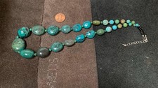 Collier de perles en galet turquoise véritable tibétain/0,45 $ frais combinés s/h (t736-w2)