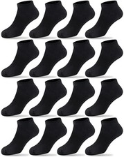 16 Pairs Kids Ankle Socks Boys Girls Half Cushion Low Cut Toddler Cotton