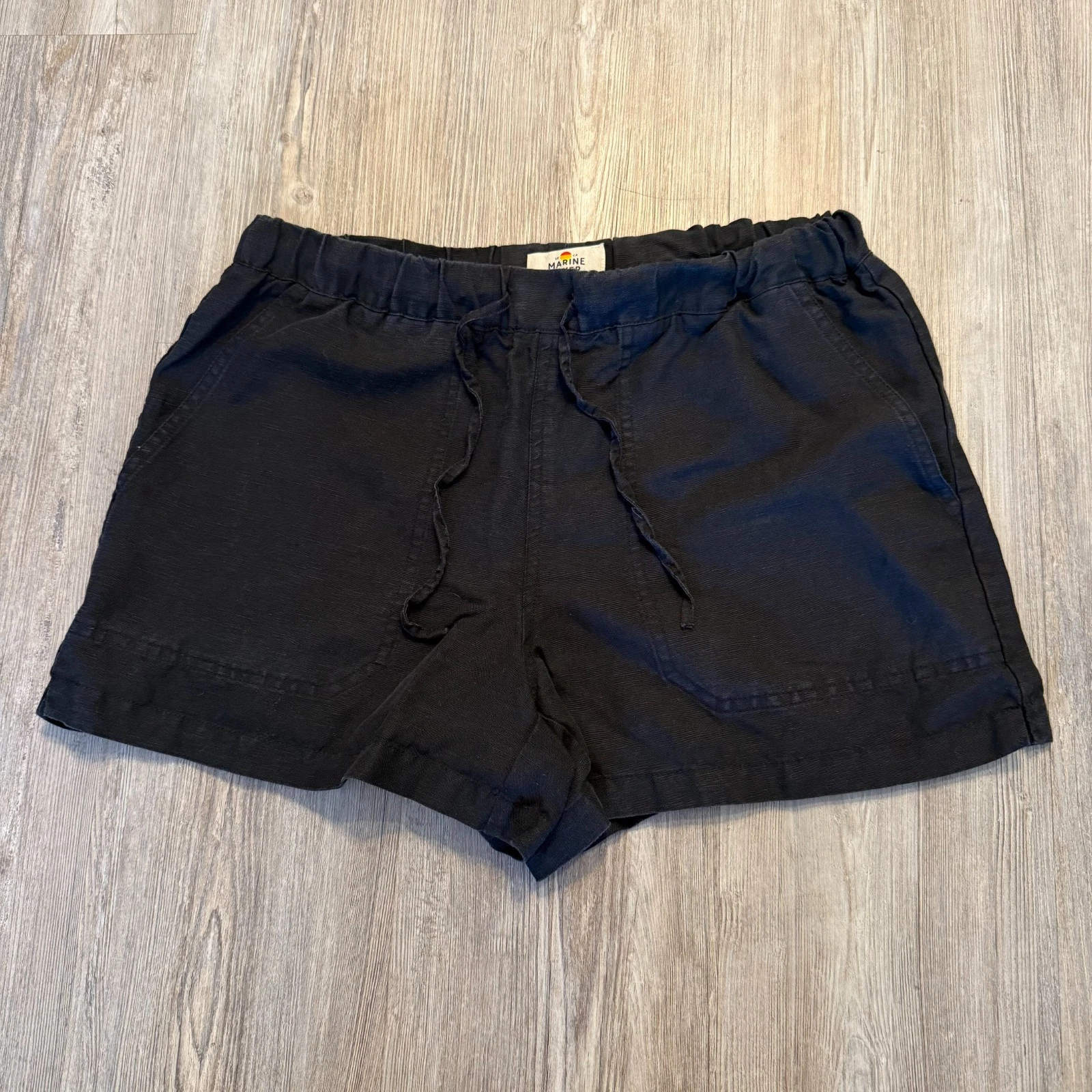 Marine Layer Womens Small Linen Blend Shorts Black