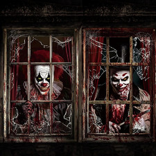 Halloween Decorations Scary Horror Clown Window Curtains Window Covers Gift 2Pcs