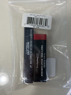 MAC Retro Matte Lipstick 707 RUBY WOO .10oz + Lip Base