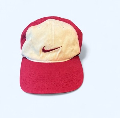 Vintage Nike Fitted Two-Tone Red White Baseball Cap Swoosh Logo S/M