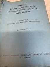 MARCONI HF/MF AIRBORNE RADIO TYPE AD97/108 TECHNICAL MANUAL VINTAGE