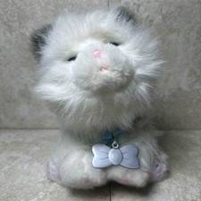 Little Live Pets Cuddles White Kitten Gray Ears Interactive Moves Meows Works