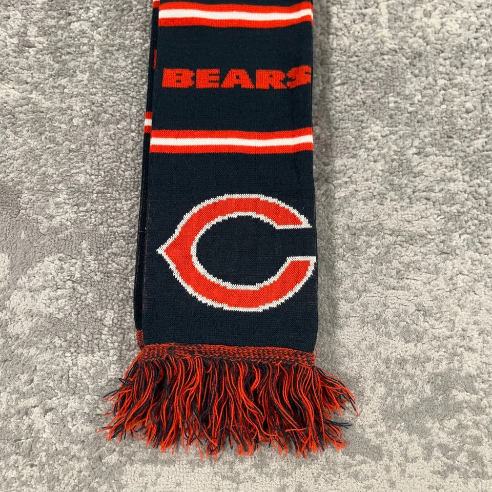 Bufanda de los Chicago Bears azul marino naranja tejido flecos logotipo hechizo equipo para fanáticos de la NFL Foto 4 de 4