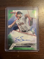 Spencer Schwellenbach Topps 2025 Bowman Chrome Green Refractor /99 Braves