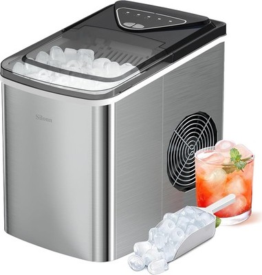 Silonn Eiswürfelmaschine    9 Eiswürfel/6 Min., 12kg/24h, 2 Liter Wassertank