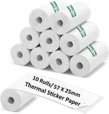 Mini Thermal Printer Paper Rolls - 57x25mm for Instant Cameras, 10 Pack