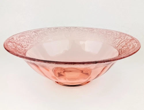 Vintage Glastonbury Lotus Pink Depression Elegant Glass Etched Console Bowl 889