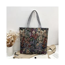 Floral Shopper Tote Bag Tapestry Pattern Reusable ECO-Friendly Top Zipper