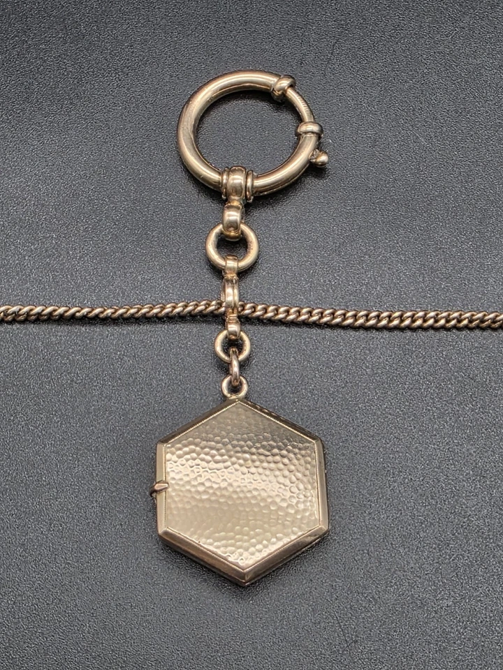 Старинный позолоченный двойной Альберт карманные часы цепочка с раздвижной замок/17"/c1920 - Изображение 3 из 4