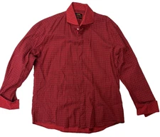 Steven Land Dress Shirt Mens Red 17.5  34/35 Long Sleeve French Cuff 100% Cotton