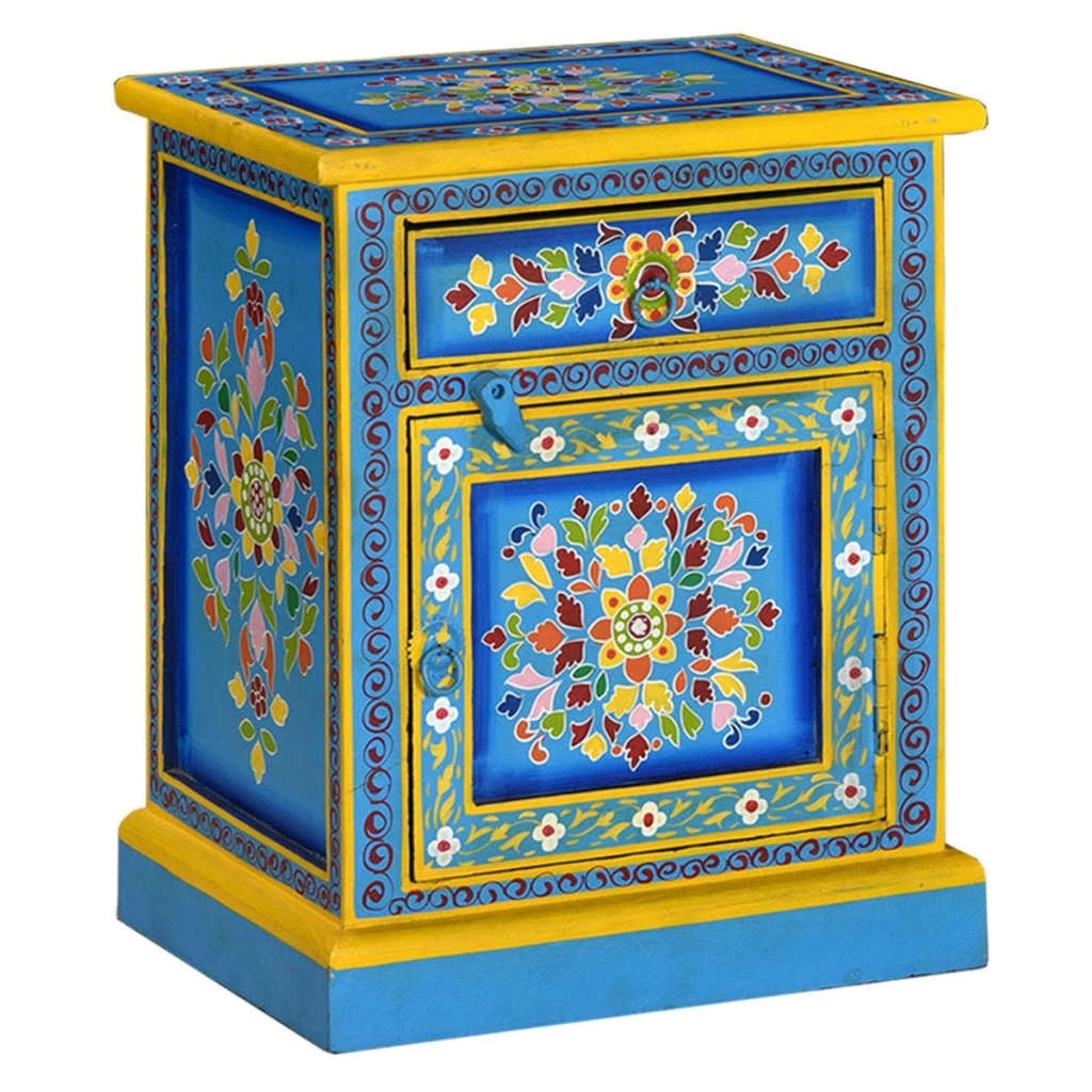 GiftGo Cassettiera In Tessuto Stile Bohémien Mandala, 5 Cassetti, Torre Stretta Salvaspazio, Legno E Ferro, Per Camera E Soggiorno