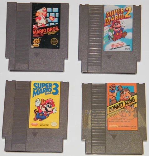 Rare Vintage Nintendo NES Super Mario Bros 1 2 3 Donkey Kong Clas Video Game LOT