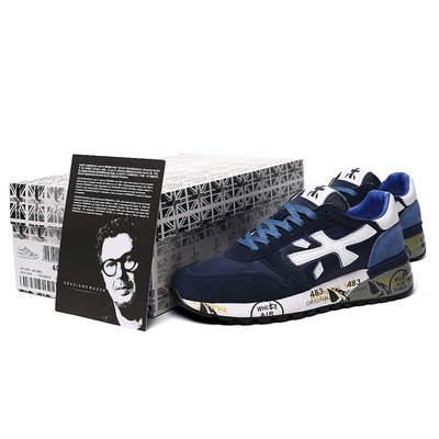 Premiata Men's casual shoes sneakers are breathable comfortable and flat blue
