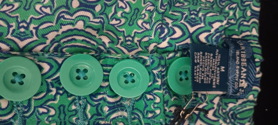 CARIBBEAN JOE синий зеленый кнопка спереди тянуть на пляжный прибрежный свободного короткие SZ M - Изображение 4 из 4