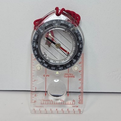 Suunto M3 D Compass Finland Baseplate Ruler Magnifier Red Lanyard Used once!