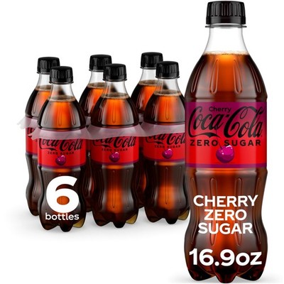 Coca-Cola Zero Sugar Cherry Diet Soda Soft Drink, 16.9 fl oz (Pack of 6) 