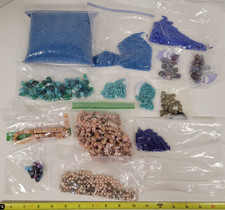 4lb Bulk Lot Loose Glass  Stone Beads 14 baggies Jewelry Making Supplies