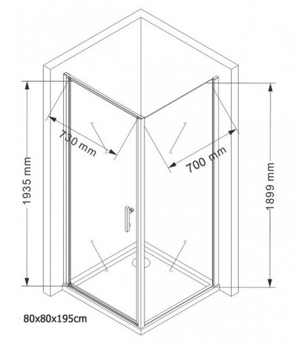 Duschkabine Dusche Duschabtrennung NANO 8mm ESG Glas 195cm Duschtasse Duschwanne - Bild 7 von 12