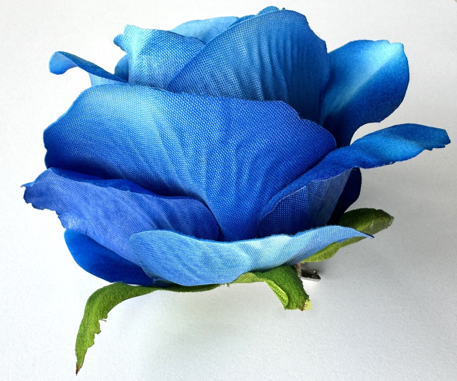 4" Royal Blue Velvet Rose Silk Flower Hair Clip Wedding ClipOn Pinup