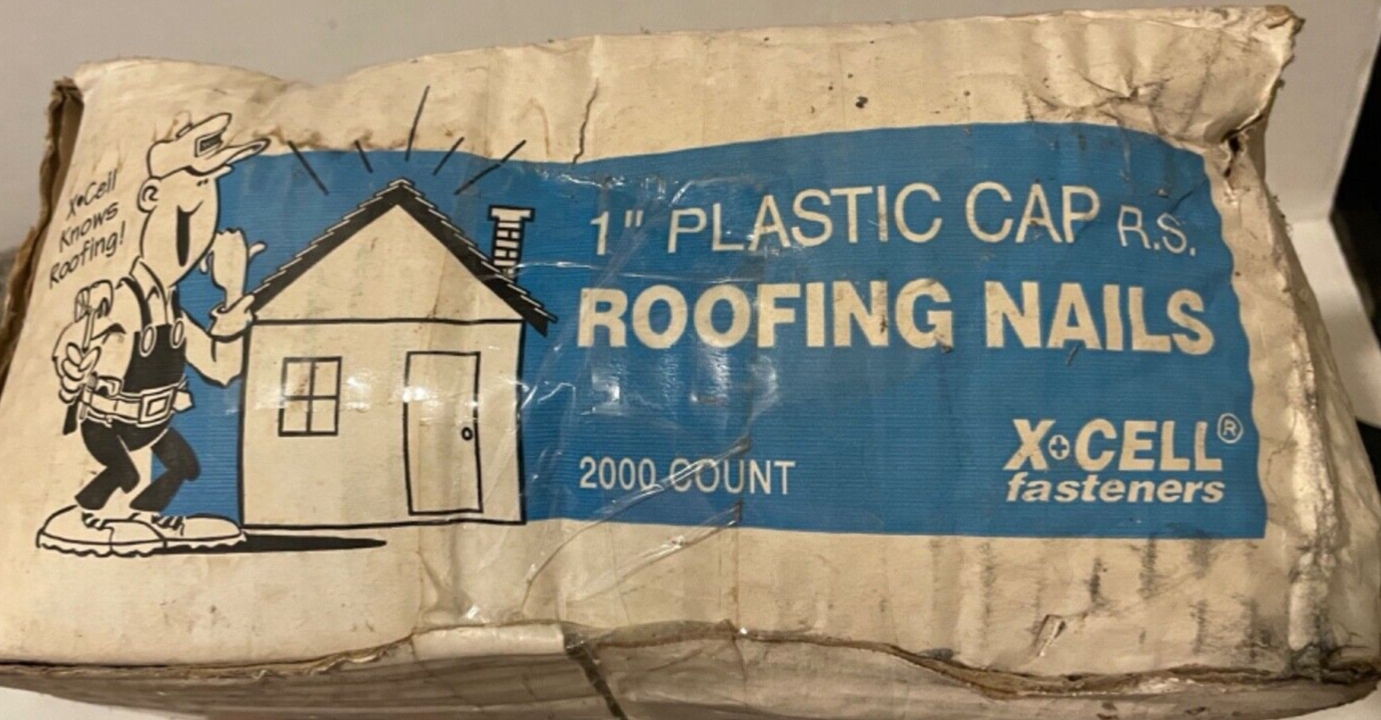 Roofing Nails Plastic Cap Galvanized Ring Shank 1" 1 inch 2000 ct. Felt